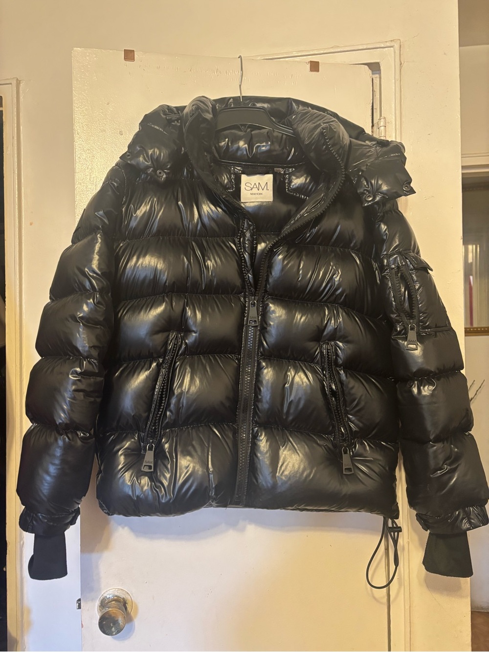 SAM. Black Gloss Quilted Puffer Jacket